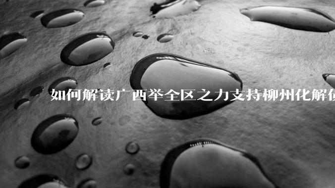 如何解读广西举全区之力支持柳州化解债务？